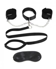Lux Fetish Collar, Cuffs &amp; Leash Set Black(D0102H5012A)