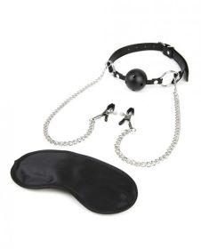 Lux Fetish Breathable Ball Gag Adjustable Nipple Clamps(D0102H501IY)