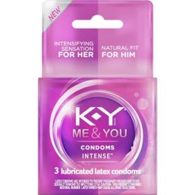 K-Y Me &amp; You Intense Lubricated Latex Condoms 3 Count(D0102H50YBW)