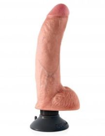 King Cock 9 Inches Dildo with Balls Vibrating Beige(D0102H5ILDY)