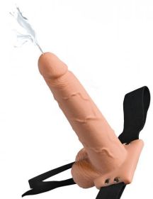 Fetish Fantasy 7.5 inches Hollow Squirting Strap On with Balls Beige(D0102H5JYAY)