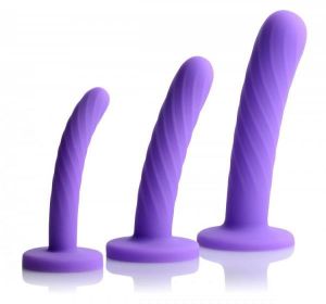 Tri-Play Silicone Dildo 3 Piece Set Purple(D0102H5Q9UV)