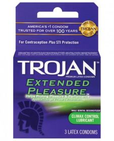 Trojan Extended Pleasure Latex Condom Box Of 3(D0102H5QPMG)